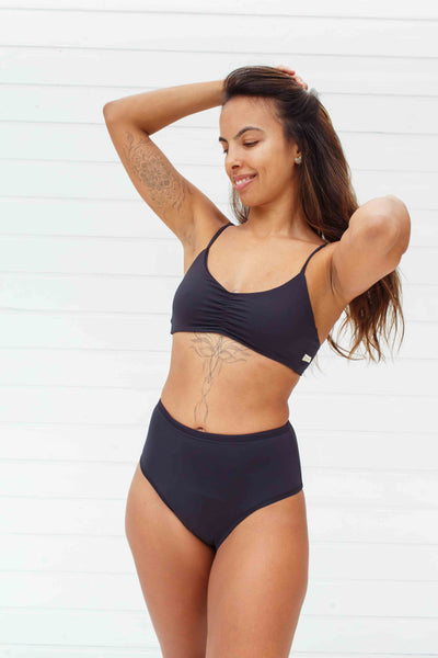 Conjunto Calcinha Absorvente e Biquíni Menstrual - Fluxo Intenso + Bolsinha de Gel - Preto