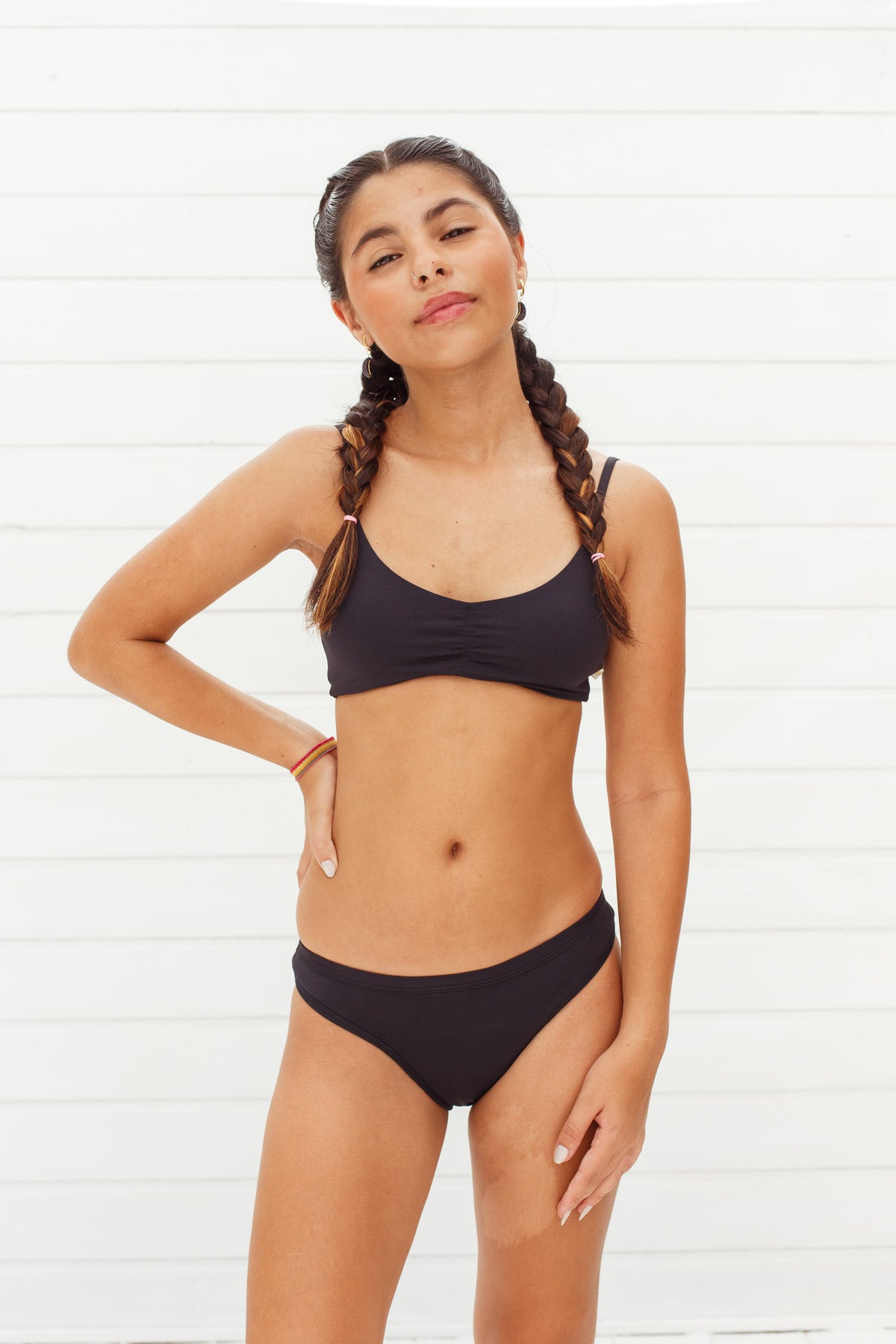 Conjunto Calcinha Absorvente e Biquíni Menstrual - Primeiros Ciclos - Fluxo Moderado - Preto